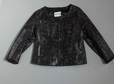 Keenan Leather Company Jacket womens UK 12 EU 38 brown pig split full zip slim