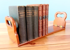 Lovely Vintage Freestanding Foldable Expandable Carved Oak Tabletop Book Shelf