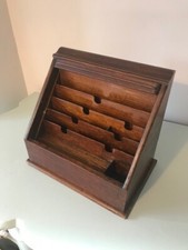 Vintage  Oak Desk Top Stationary Box/Letter Rack/Desk Tidy with Roll Top