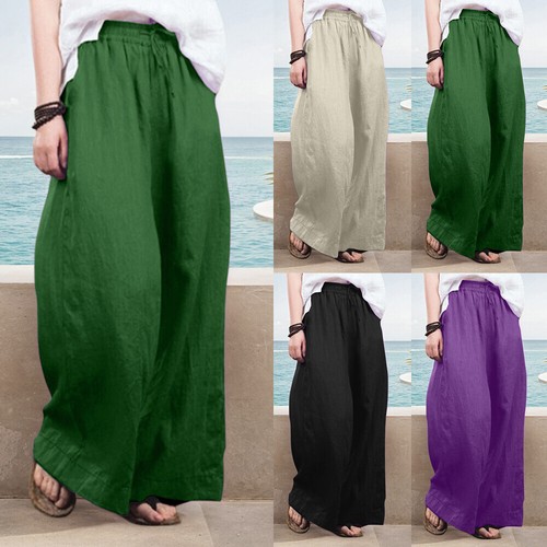 Women cotton linen wide leg - cotton,