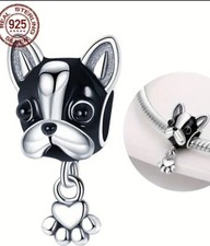 S925 Sterling Silver French Bulldog Charm & BRACELET UK. French Lovers