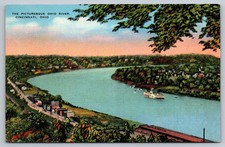Vintage Cincinnati Ohio River Scenic View Postcard by Wittenborg Toy Co.