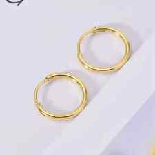 9CT GOLD CHILDREN'S 10mm HINGED SLEEPER HOOP EARRINGS - CHILD'S -