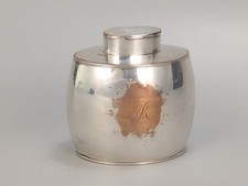 Small Regency Tea Caddy Old Sheffield Plated initial R