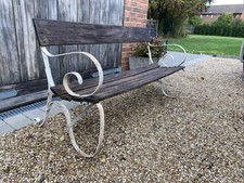 Victorian Country House  Wrought Iron Shabby Chic Slatted Garden Bench