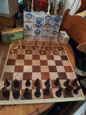 Vintage Staunton Chess Set,Large Pieces Set,Felted, Lacquered With a Box-729TBTP