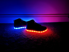 NEW Black High Top Light Up LED USB Laced Flash Unisex Trainers  Shoes 