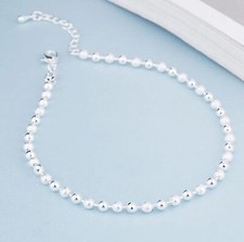 Ball Bead Ankle Bracelet Women Girls 925 Sterling Silver Anklet Foot Chain Beach