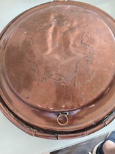 Antique Copper Bed Pan Warming 43.5" x 11.5" x 4" 110cm x 29cm x 10cm