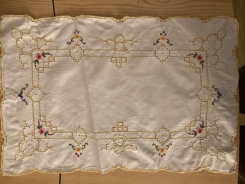 Vintage embroidered tray - vintage,