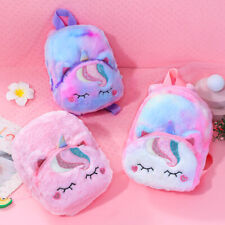 Womens Girl Fluffy Unicorn Plush Backpack Schoolbags Travel Storage School Bag A