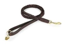 Digby and Fox Plaited Leather Dog Lead | Black, Brown, Tan