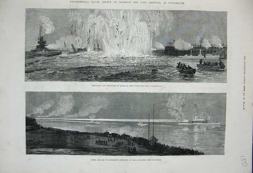 Old antique print 1880 naval - old,