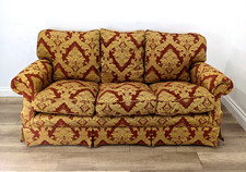 SOFA 3 Seater Red Gold Damask