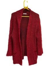 Damart Open Front Cardigan Red