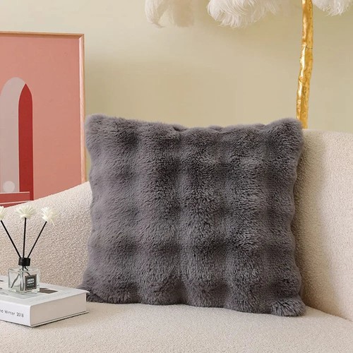 Plush faux fur cushion cover - faux,