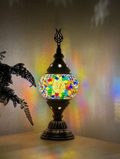 Turkish Moroccan Mosaic Lamp Tiffany Glass Desk Table Lamp Free Bulb & Shipping