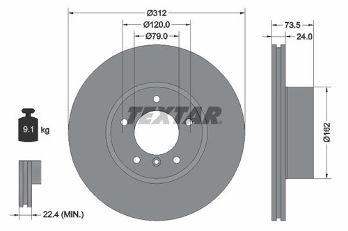 Brake disc textar 92176105 - brake, for
