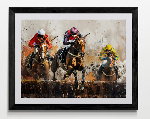 Horse racing framed canvas - horse,