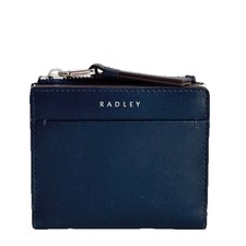 Radley Purse Ink Blue Leather Small Coin RFID Card Wallet Liverpool Lane Protect