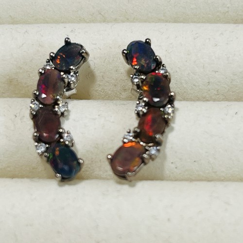 Black opal earrings and ring - black,
