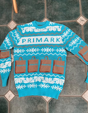Mens Christmas Xmas jumper Primark Logo XS shopping bags