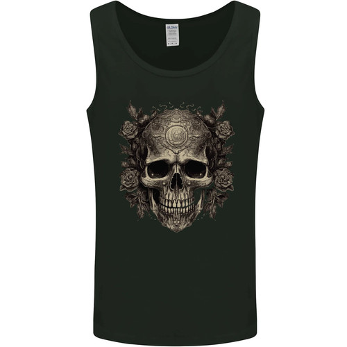 Gothic skull with - roses, mens