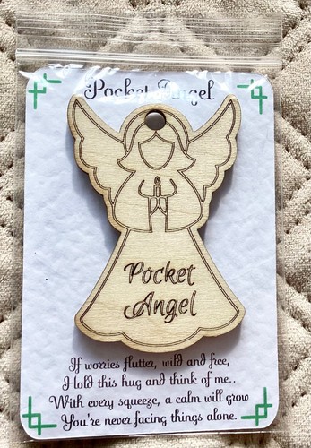 Wooden pocket angel - wooden,