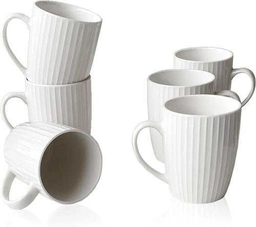 White ribbed ceramic - ceramic, coffee
