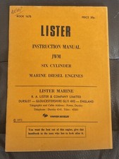 LISTER MANUAL JWM SIX CYLINDER Marine Diesel Engine Hawker Siddeley
