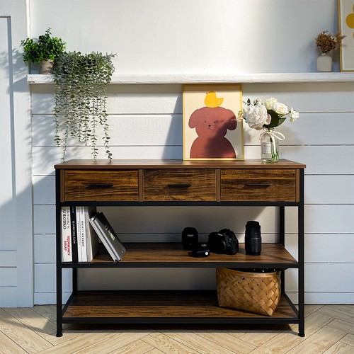 Rustic drawer side table - rustic, 3-drawer