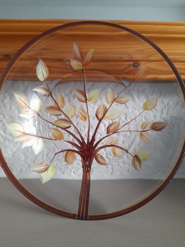 Handpainted glass plate with - handpainted,