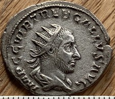 Genuine Ancient Roman Silver Antoninianus Coin, Trebonianus Gallus, Great Detail