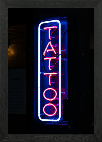 Neon tattoo sign - neon, framed