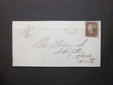 Hertfordshire QV 1d red Wrapper 835 Numeral & No.1 (Waltham Abbey) RH to Watford