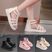 Girls Roman Sandals Strappy Rivet Flats Kids Summer Holiday Beach Princess Shoes