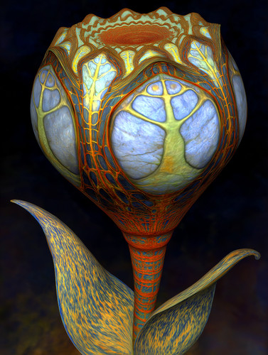 Art nouveau marble flower blue - art,
