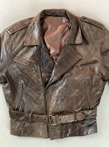 Vintage leather biker jacket - leather,