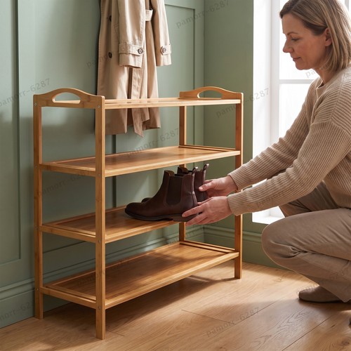 Bamboo shoe rack - shoe, tier