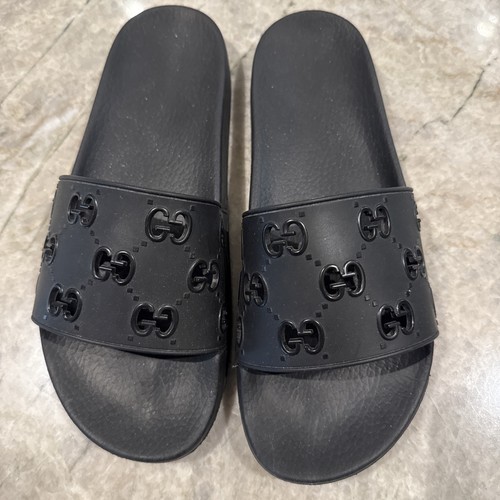 Gucci black rubber slides duke - slides,