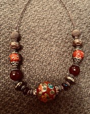 Vintage Chinese Cloisonné bead necklace.