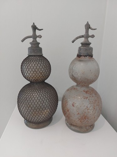 Two large antique seltzogenes - large,