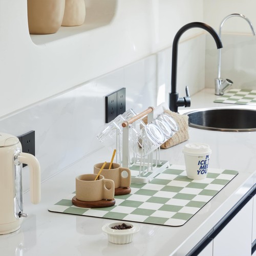 Checkered dish drying mat - drying,