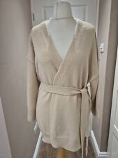 Olive Clothing 80% Wool Blend Edge-Edge Tie Belt Cardigan UkL Nwt 