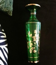 bohemian green glass vase 14"