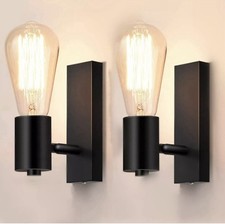 2pk Lightsjoy Industrial Wall Light with Switch E27 Fitting - Bulbs Not Included