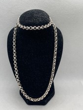 STERLING SILVER 925 VINTAGE NECKLACE OVAL BELCHER LINK CHAIN 20" INCH 38.8G