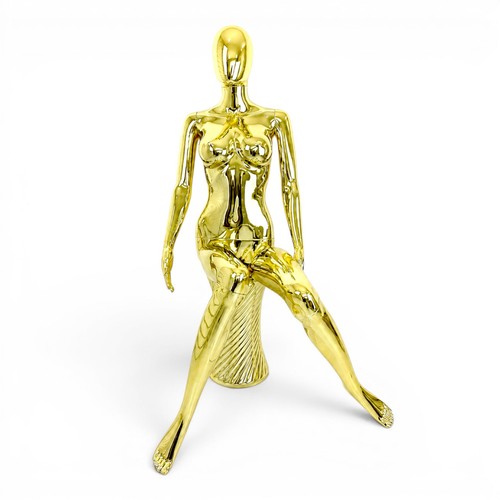 Gold seated female mannequin - gold,