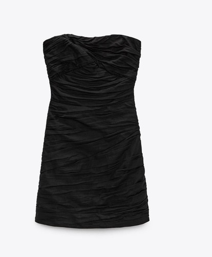 Zara black linen blend draped - linen,