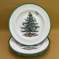 4 Spode Christmas Tree Dinner Plates 27cm 3 Made in England Xmas Table